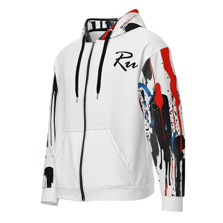 Abstract Designer zip hoodie